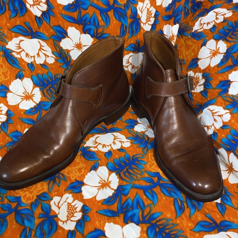 Aristocraft Spartacus VTG 70s Men Brown Leather Ankle Boots Sz 81/2 B- AA 554101